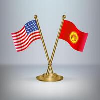USA and Kyrgyzstan table flag relation, with gradient background vector