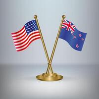 USA and New Zealand table flag relation, with gradient background vector