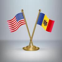 USA and Moldova table flag relation, with gradient background vector