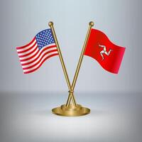 USA and Isle of Man table flag relation, with gradient background vector