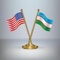 USA and Uzbekistan table flag relation, with gradient background vector