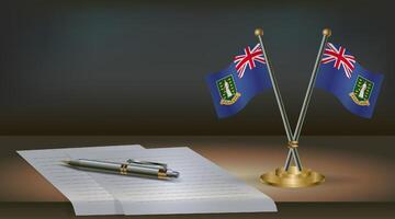 British Virgin Islands table flag on a dark gradient color background table. Illustration vector