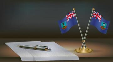 Montserrat table flag on a dark gradient color background table. Illustration vector