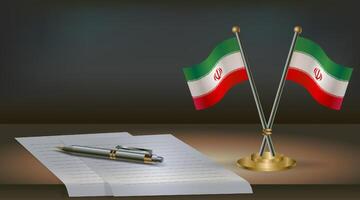 Iran table flag on a dark gradient color background table. Illustration vector