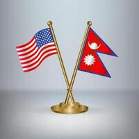 USA and Nepal table flag relation, with gradient background vector