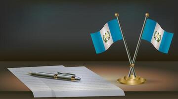Guatemala table flag on a dark gradient color background table. Illustration vector
