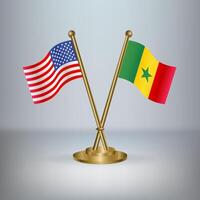 USA and Senegal table flag relation, with gradient background vector