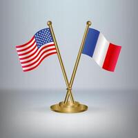 USA and France table flag relation, with gradient background vector
