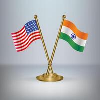 USA and India table flag relation, with gradient background vector
