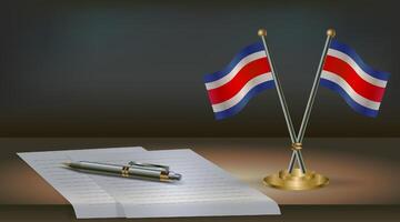 Costa Rica table flag on a dark gradient color background table. Illustration vector