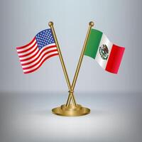 USA and Mexico table flag relation, with gradient background vector