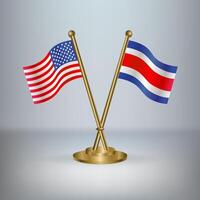 USA and Costa Rica table flag relation, with gradient background vector