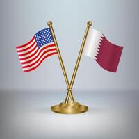 USA and Qatar table flag relation, with gradient background vector