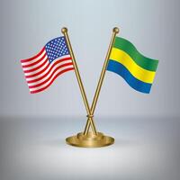 USA and Gabon table flag relation, with gradient background vector