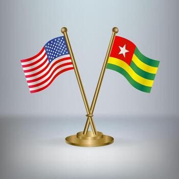 USA and Togo table flag relation, with gradient background vector