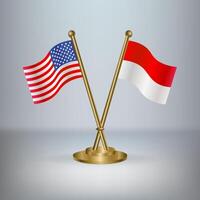 USA and Indonesia table flag relation, with gradient background vector