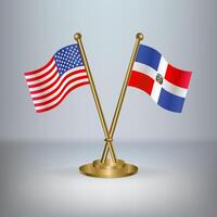 USA and Dominican Republic table flag relation, with gradient background vector