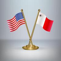 USA and Malta table flag relation, with gradient background vector