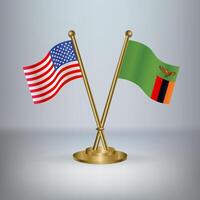 USA and Zambia table flag relation, with gradient background vector