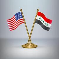 USA and Iraq table flag relation, with gradient background vector