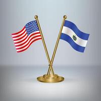 USA and El Salvador table flag relation, with gradient background vector