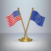 USA and European Union table flag relation, with gradient background vector