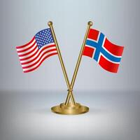 USA and Norway table flag relation, with gradient background vector