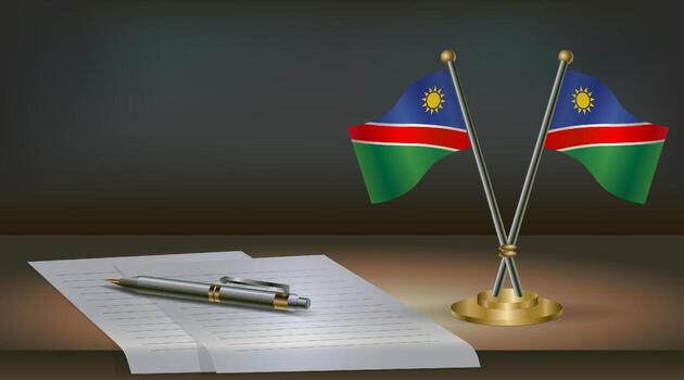 Namibia table flag on a dark gradient color background table. Illustration vector