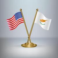 USA and Cyprus table flag relation, with gradient background vector