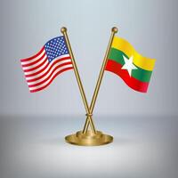 USA and Myanmar table flag relation, with gradient background vector