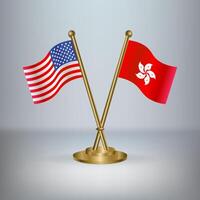 USA and Hong Kong table flag relation, with gradient background vector