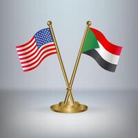 USA and Sudan table flag relation, with gradient background vector