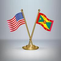 USA and Grenada table flag relation, with gradient background vector