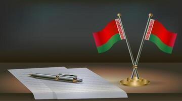 Belarus table flag on a dark gradient color background table. Illustration vector