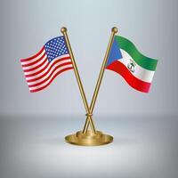 USA and Equatorial Guinea table flag relation, with gradient background vector