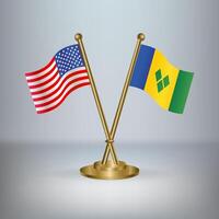 USA and ST. Vincent Grenadines table flag relation, with gradient background vector