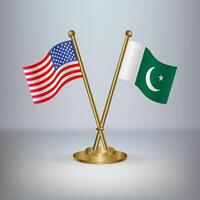 USA and Pakistan table flag relation, with gradient background vector