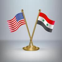 USA and Syria table flag relation, with gradient background vector