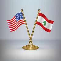 USA and Lebanon table flag relation, with gradient background vector