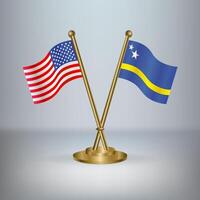 USA and Curacao table flag relation, with gradient background vector