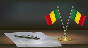 Mali table flag on a dark gradient color background table. Illustration vector