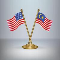 USA and Malaysia table flag relation, with gradient background vector