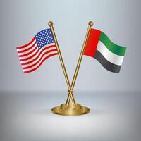 USA and United Arab Emirates table flag relation, with gradient background vector