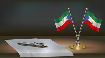 Equatorial Guinea table flag on a dark gradient color background table. Illustration vector