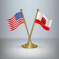 USA and Gibraltar table flag relation, with gradient background vector