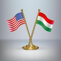 USA and Hungary table flag relation, with gradient background vector