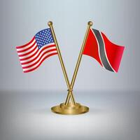 USA and Trinidad and Tobago table flag relation, with gradient background vector