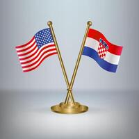 USA and Croatia table flag relation, with gradient background vector