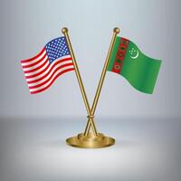 USA and Turkmenistan table flag relation, with gradient background vector