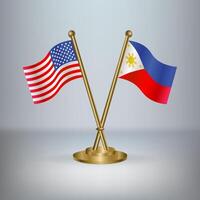 USA and Philippines table flag relation, with gradient background vector